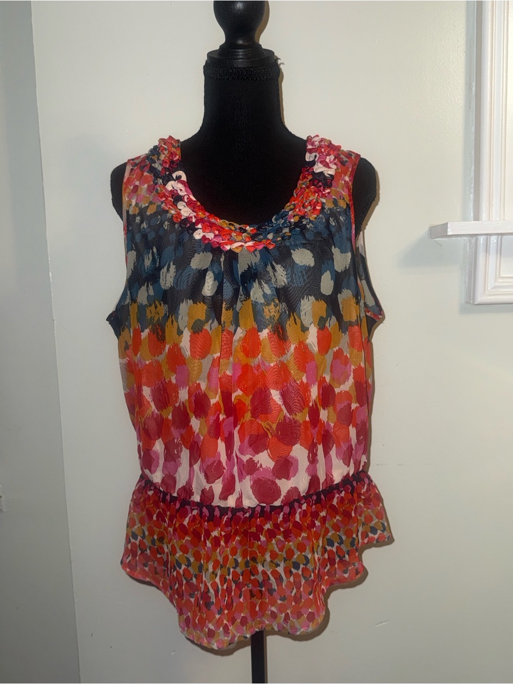 Black Rainn Multicolor Printed Sleeveless Peplum Camisole